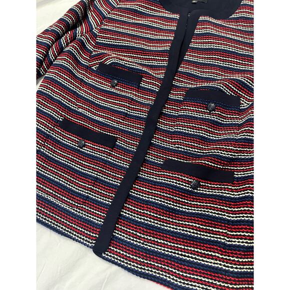 Talbots Bolce Stripe Jacket, Tweed Blazer, Navy/Red Size 1X Elegant Workwear USA - Picture 4 of 9